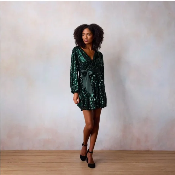 LC Lauren Conrad Sequin Wrap Mini Dress - Picture 4 of 6